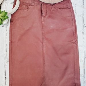 Burgundy denim skirt